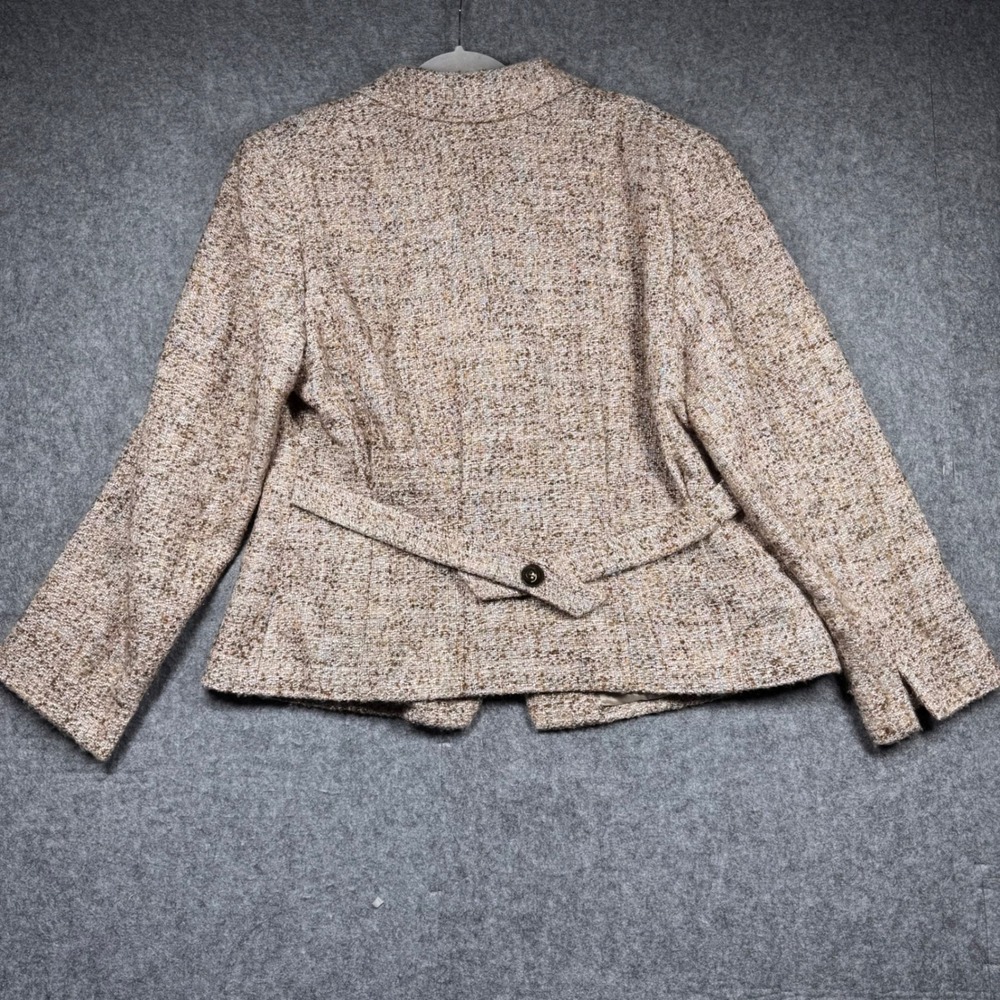 Jones New York Woman Tweed Blazer Jacket Brown Pink Tan Wool Blend Size 16W - Picture 2 of 9